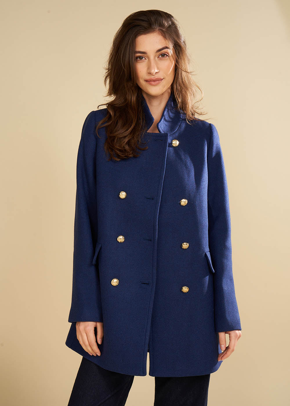 Mid length woolen cloth peacoat